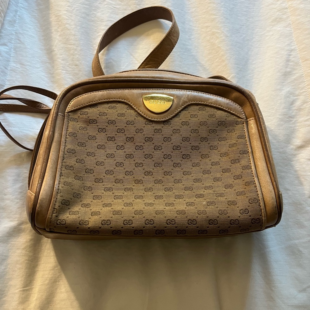 Gucci Classic Brown and Tan Messenger Bag